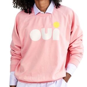 CLARE V OUI PINK GRAPHIC SWEATSHIRT S